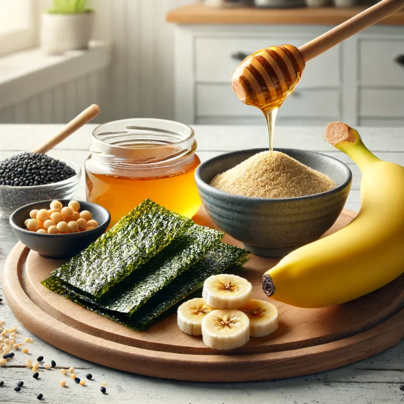 海藻と蜂蜜きなこバナナ