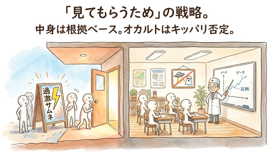 「見てもらうため」の戦略。中身は根拠ベース。オカルトはキッパリ否定。