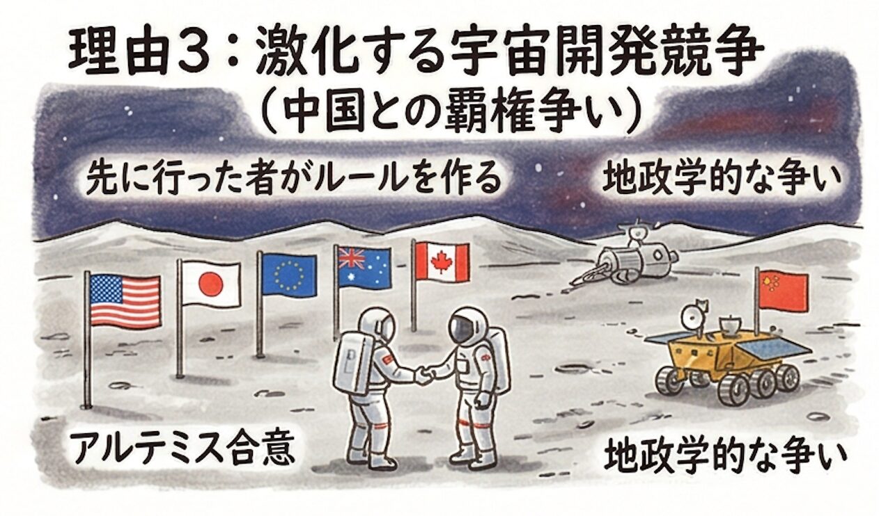 理由3：激化する宇宙開発競争（中国との覇権争い）