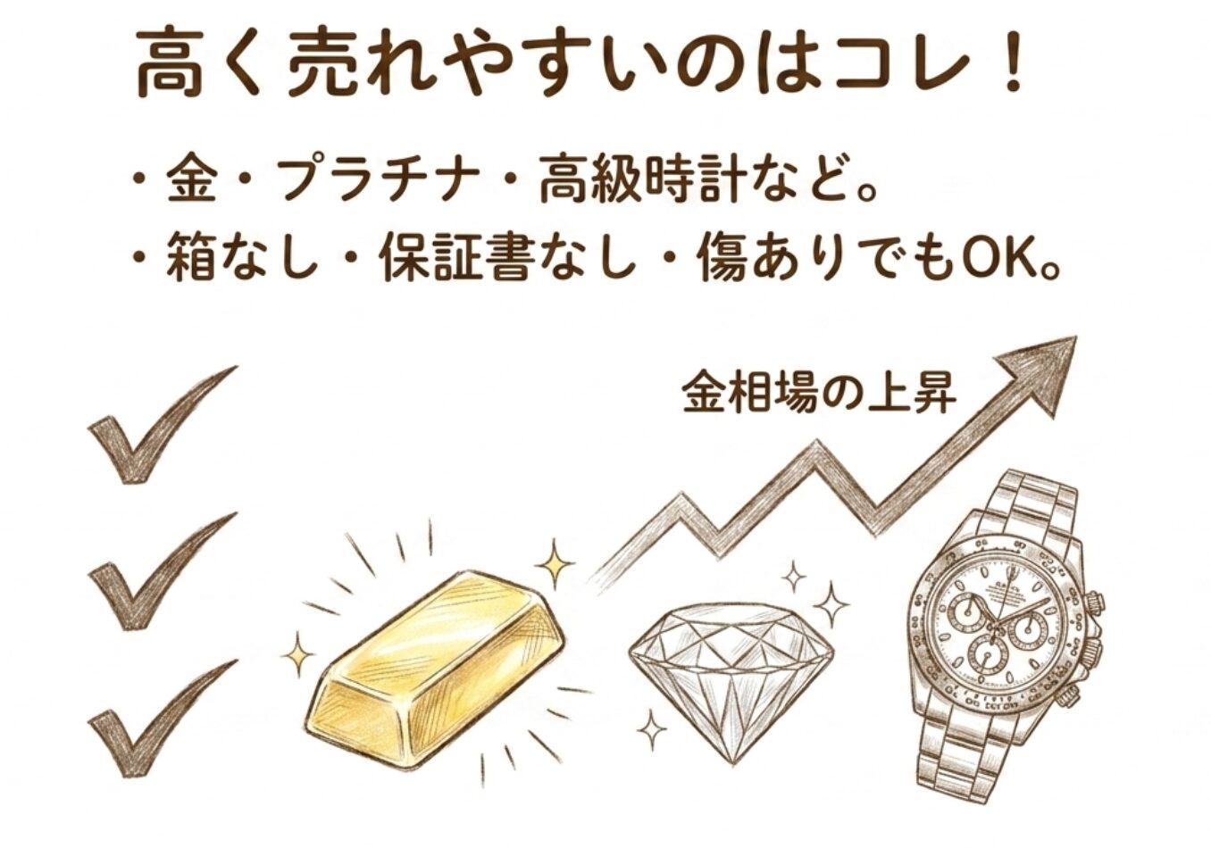 貴金属・金・ブランド品は高く売れる傾向