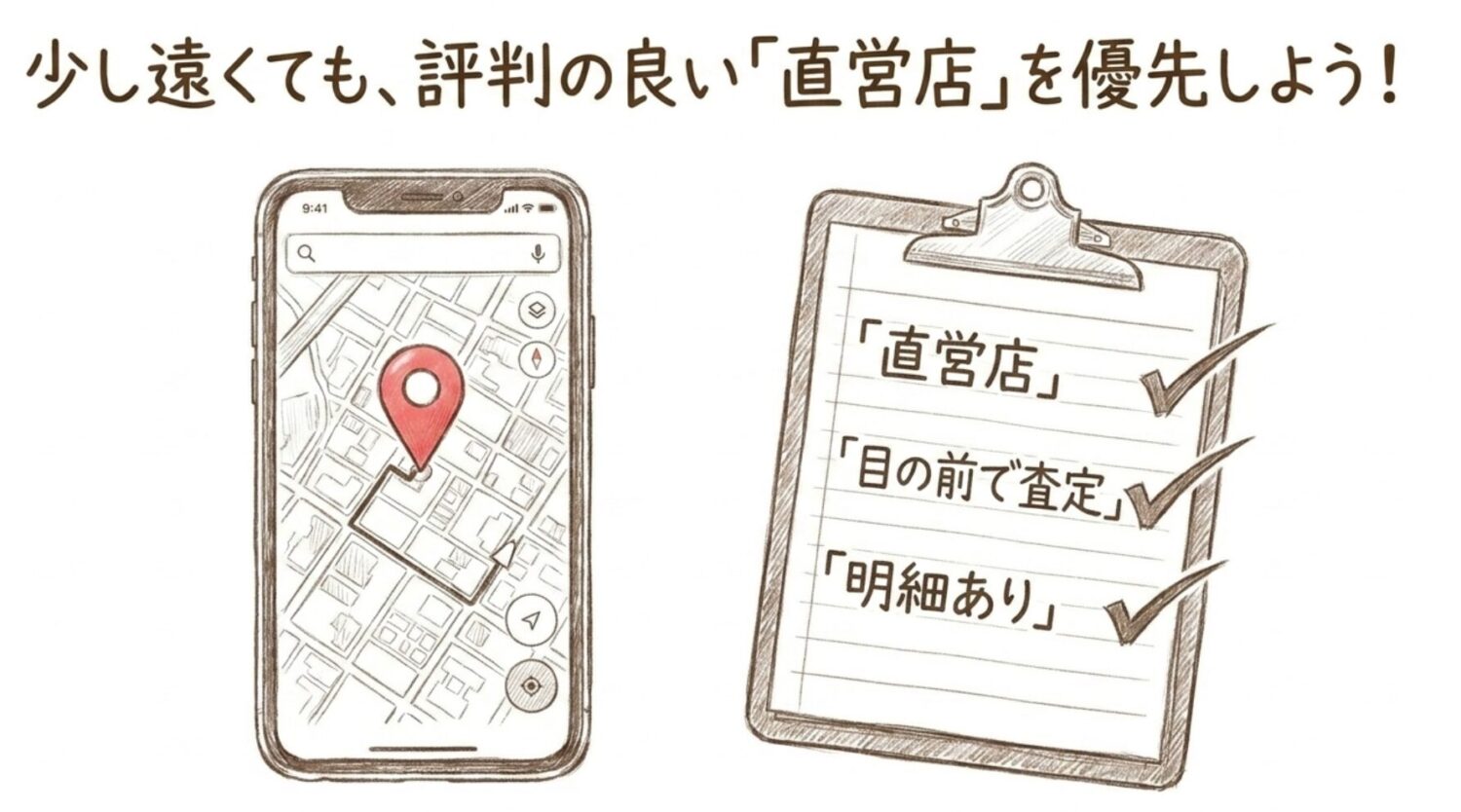 少し遠くても評判の良い直営店を優先
