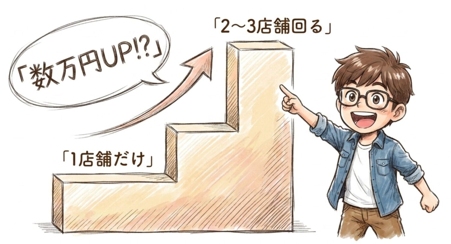 2〜3店舗回る