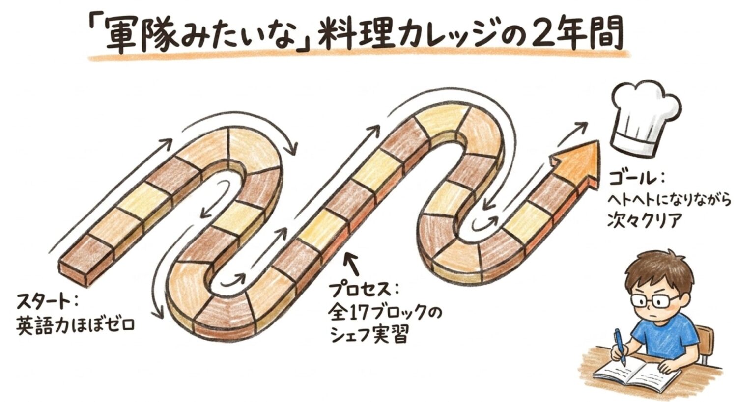 語学学校から料理カレッジへ、「軍隊みたいな」2年間