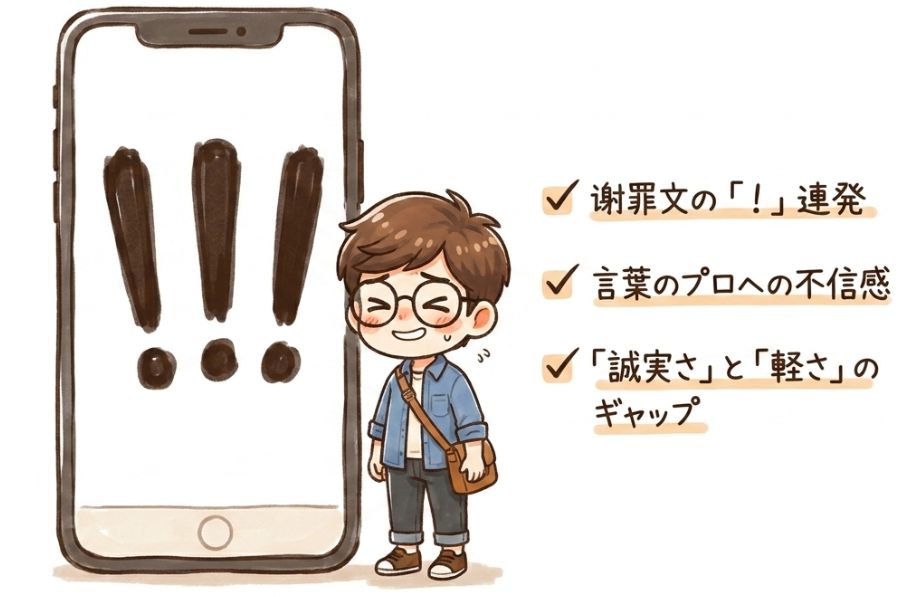 謝罪文の「！」連発が批判された理由