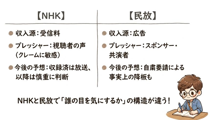 NHKと民法では誰の目を気にするのかの構造が違う
