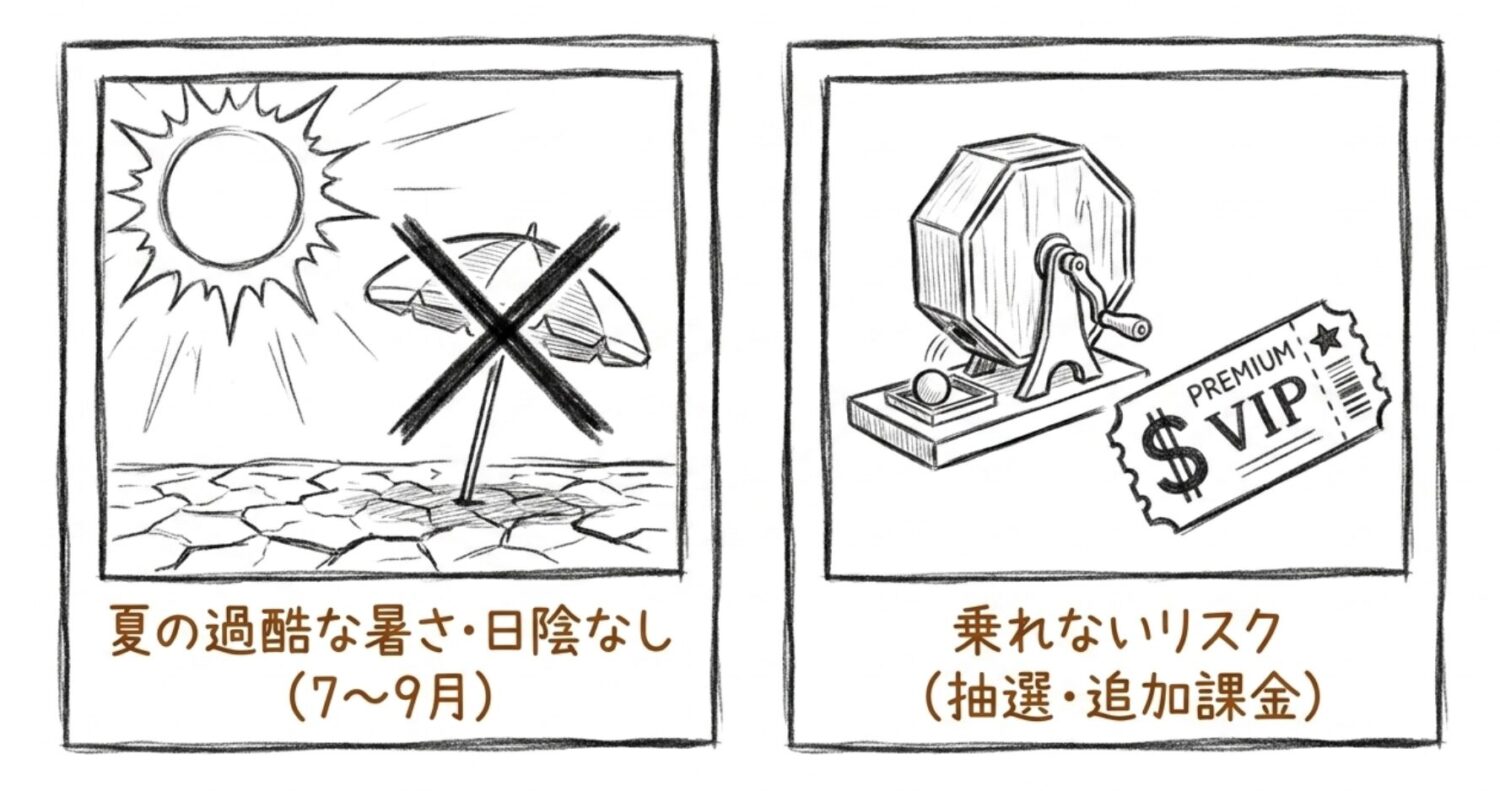 暑さと乗れないリスク