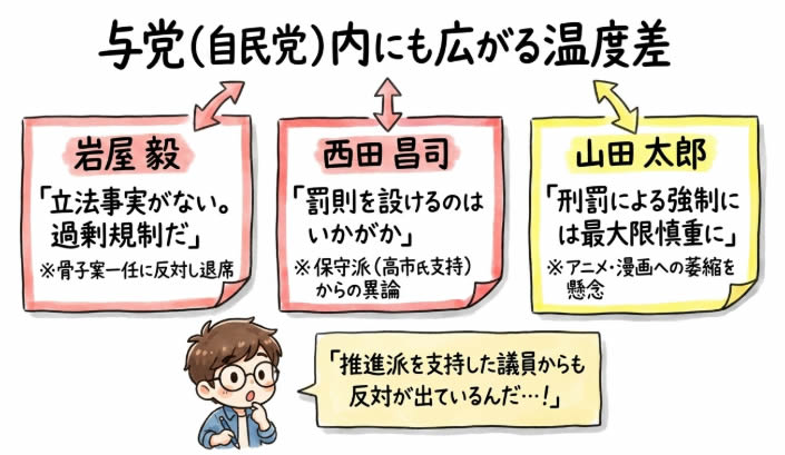 与党(自民党)内にも広がる温度差