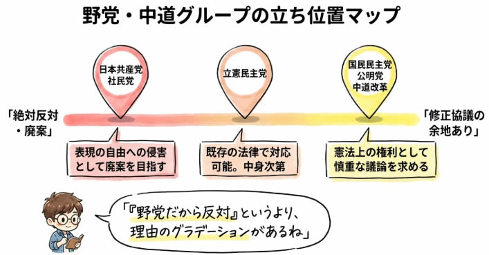 野党・中道グループの立ち位置