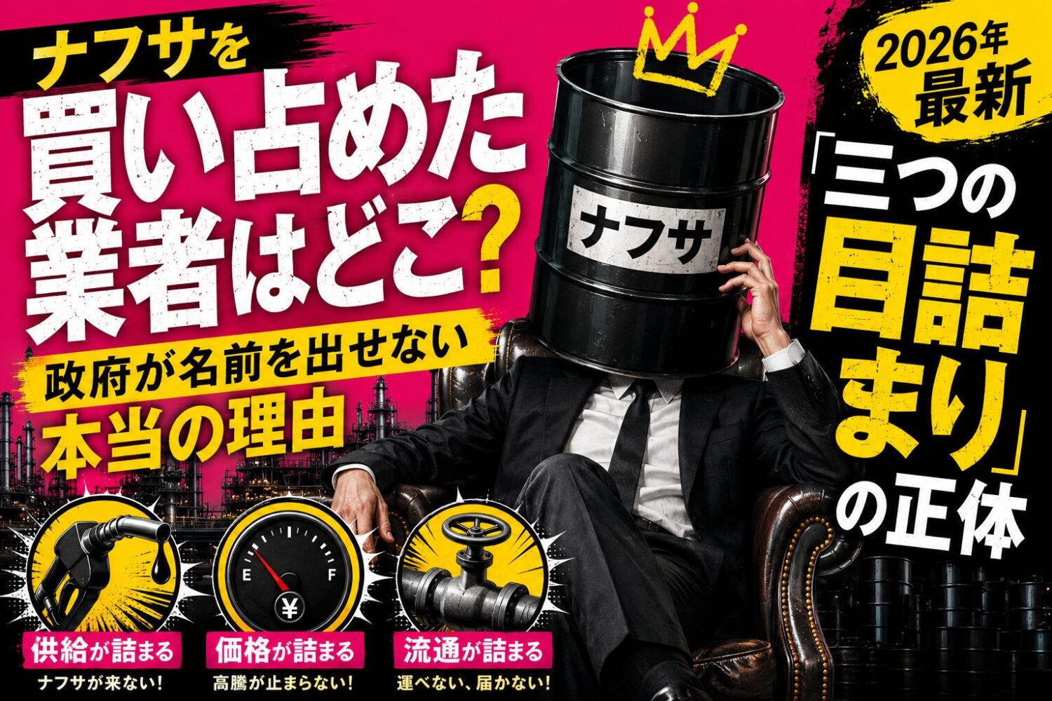ナフサを買い占めた業者はどこ?政府が名前を出せない本当の理由と「三つの目詰まり」の正体【2026年最新】