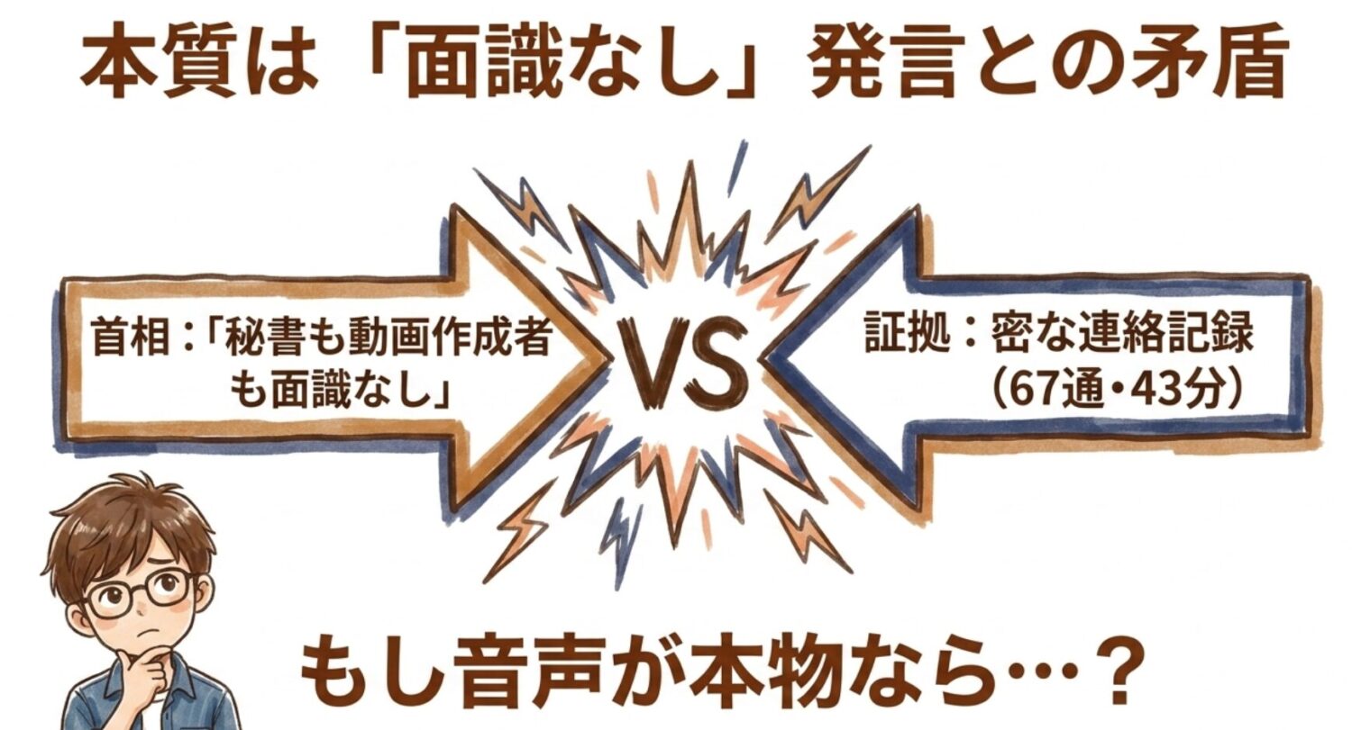 本質は「面識なし」発言との矛盾