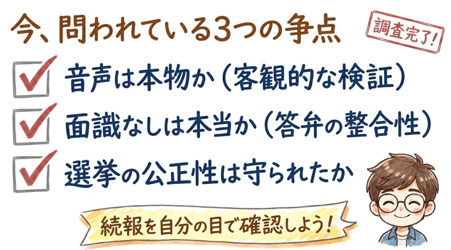 今問われている３つの争点