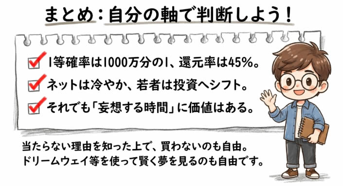 宝くじが当たらない理由を知った上で、自分の軸で判断しよう