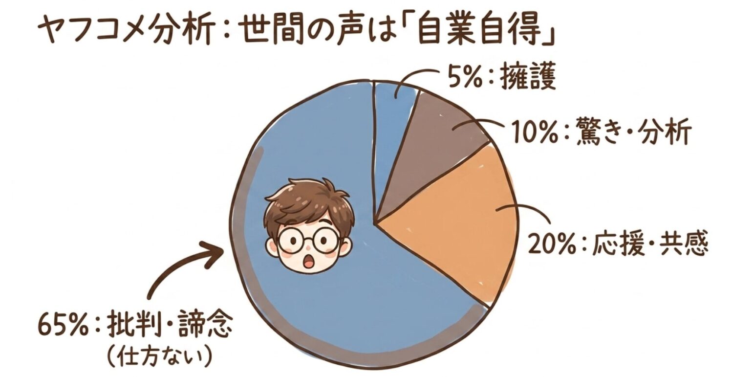 ヤフコメ分析：世間の声は「自業自得」