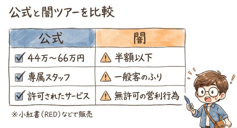 公式と闇ツアーの料金比較