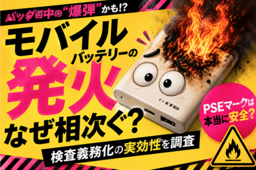 モバイルバッテリーの発火はなぜ相次ぐ？PSEマークは本当に安全？検査義務化の実効性を調査