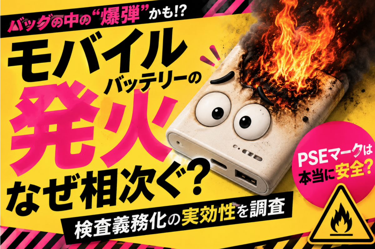 モバイルバッテリーの発火はなぜ相次ぐ?PSEマークは本当に安全?検査義務化の実効性を調査
