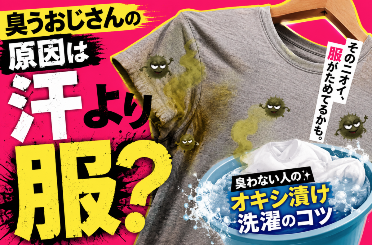 洗ってるのに臭う服、原因は汗じゃなく古い服かもしれません。生乾き臭の正体モラクセラ菌の話から、オキシ漬けの正しい温度、買い替えの見極め方まで、実際に調べてまとめました。