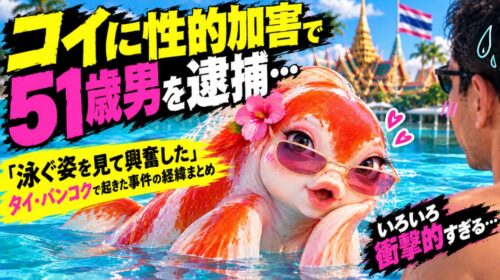 コイに性的加害で51歳男を逮捕…「泳ぐ姿を見て興奮した」タイ・バンコクで起きた事件の経緯まとめ いろいろ衝撃的すぎる